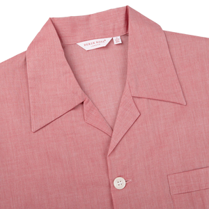 Derek Rose Light Red Amalfi Cotton Short Pyjamas Collar