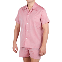 Derek Rose Light Red Amalfi Cotton Short Pyjamas Front