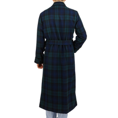 Derek Rose Navy Black Watch Tartan Dressing Gown Back