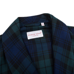 Derek Rose Navy Black Watch Tartan Dressing Gown Collar