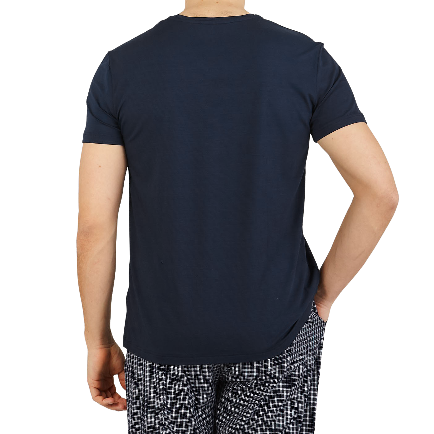 Derek Rose Navy Blue Micro Modal Stretch T-shirt Back