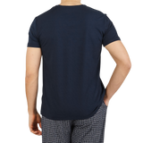 Derek Rose Navy Blue Micro Modal Stretch T-shirt Back