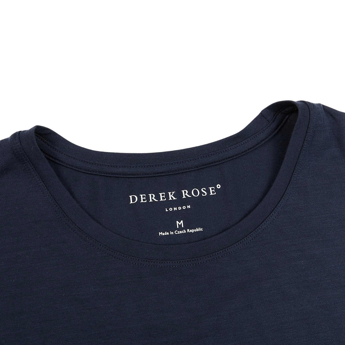 Derek Rose Navy Blue Micro Modal Stretch T-shirt Collar
