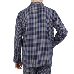 Derek Rose Navy Checked Cotton Classic Fit Pyjamas Back