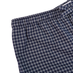 Derek Rose Navy Checked Cotton Lounge Bottoms Edge