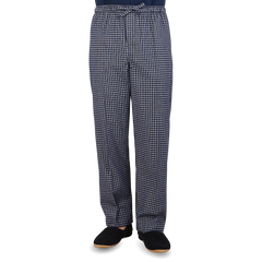 Derek Rose Men's Navy Checked Cotton Lounge Bottoms.