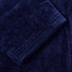 Derek Rose Navy Cotton Velour Towelling Gown Cuff