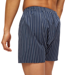 Derek Rose Navy Striped Cotton Classic Fit Boxers Back