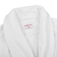 Derek Rose White Cotton Velour Towelling Gown Collar