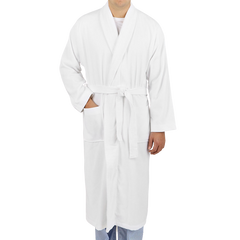 Derek Rose White Cotton Velour Towelling Gown Front