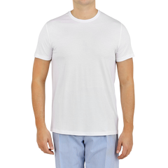 Derek Rose White Micro Modal Stretch T-shirt Front