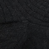 Doré Doré Anthracite Grey Merino Wool Ribbed Socks Fabric