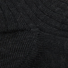 Doré Doré Anthracite Grey Merino Wool Ribbed Socks Fabric