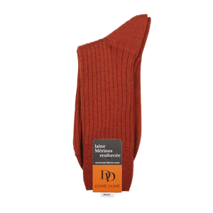 Doré Doré Burnt Orange Merino Wool Ribbed Socks Feature