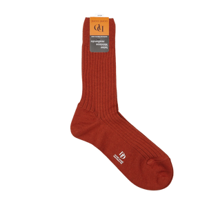 Doré Doré Burnt Orange Merino Wool Ribbed Socks Front