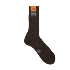 Doré Doré Café Brown Cotton Fil d'Ècosse Ribbed Socks Front