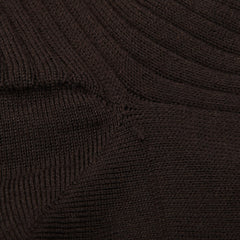 Doré Doré Chocolate Brown Merino Wool Ribbed Socks Fabric