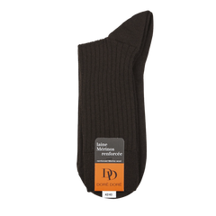 Doré Doré Chocolate Brown Merino Wool Ribbed Socks Feature