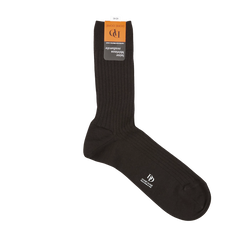 Doré Doré Chocolate Brown Merino Wool Ribbed Socks Front