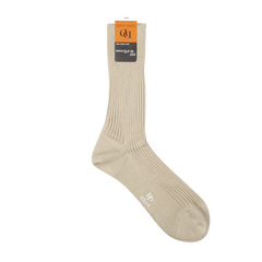 Doré Doré Grege Beige Cotton Fil d'Ècosse Ribbed Socks Front