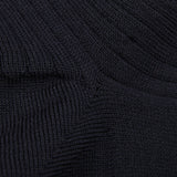 Doré Doré Marine Blue Merino Wool Ribbed Socks Fabric