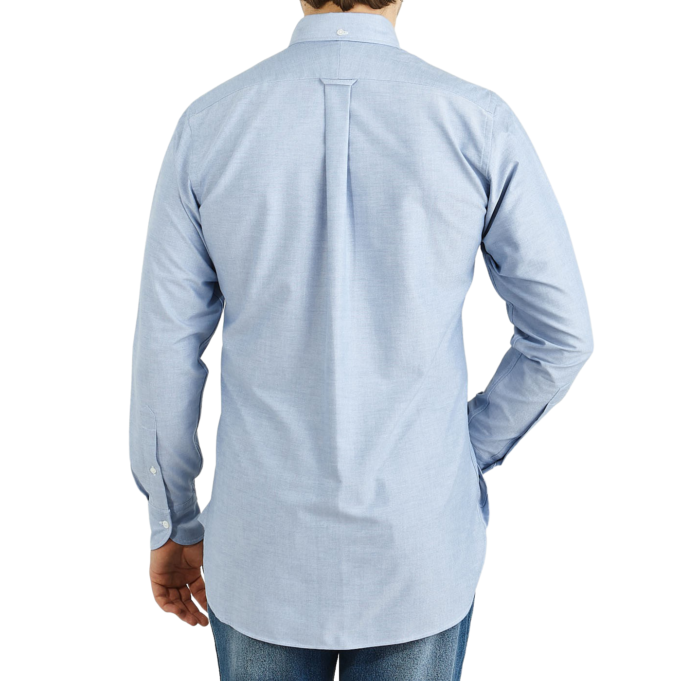 Drake's Blue Classic Pinpoint Cotton Oxford BD Shirt Back
