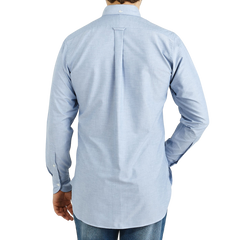 Drake's Blue Classic Pinpoint Cotton Oxford BD Shirt Back