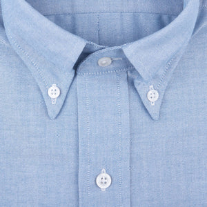Drake's Blue Oxford Classic Pinpoint Button Down Shirt Fabric