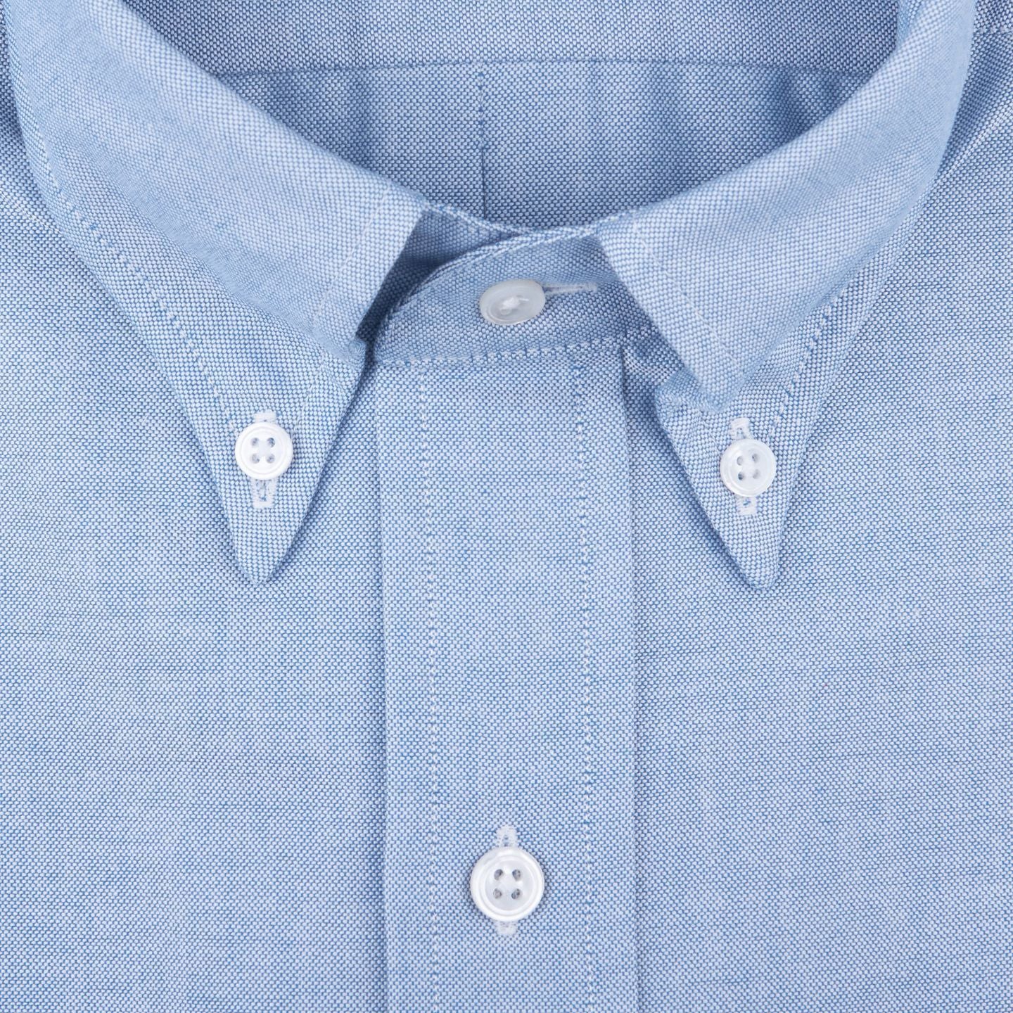 Drake's Blue Oxford Classic Pinpoint Button Down Shirt Fabric