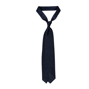 Drake's Navy Handrolled Large Knot Grenadine Tie Feature