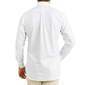 Drake's White Classic Pinpoint Cotton Oxford BD Shirt Back