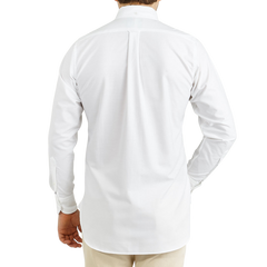 Drake's White Classic Pinpoint Cotton Oxford BD Shirt Back