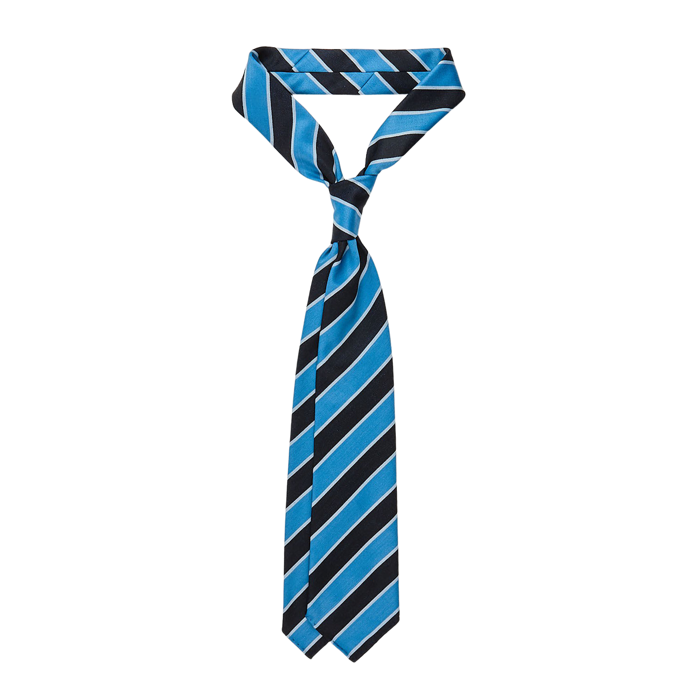 Dreaming Of Monday Light Blue Regimental 7-Fold Wool Tie Feature
