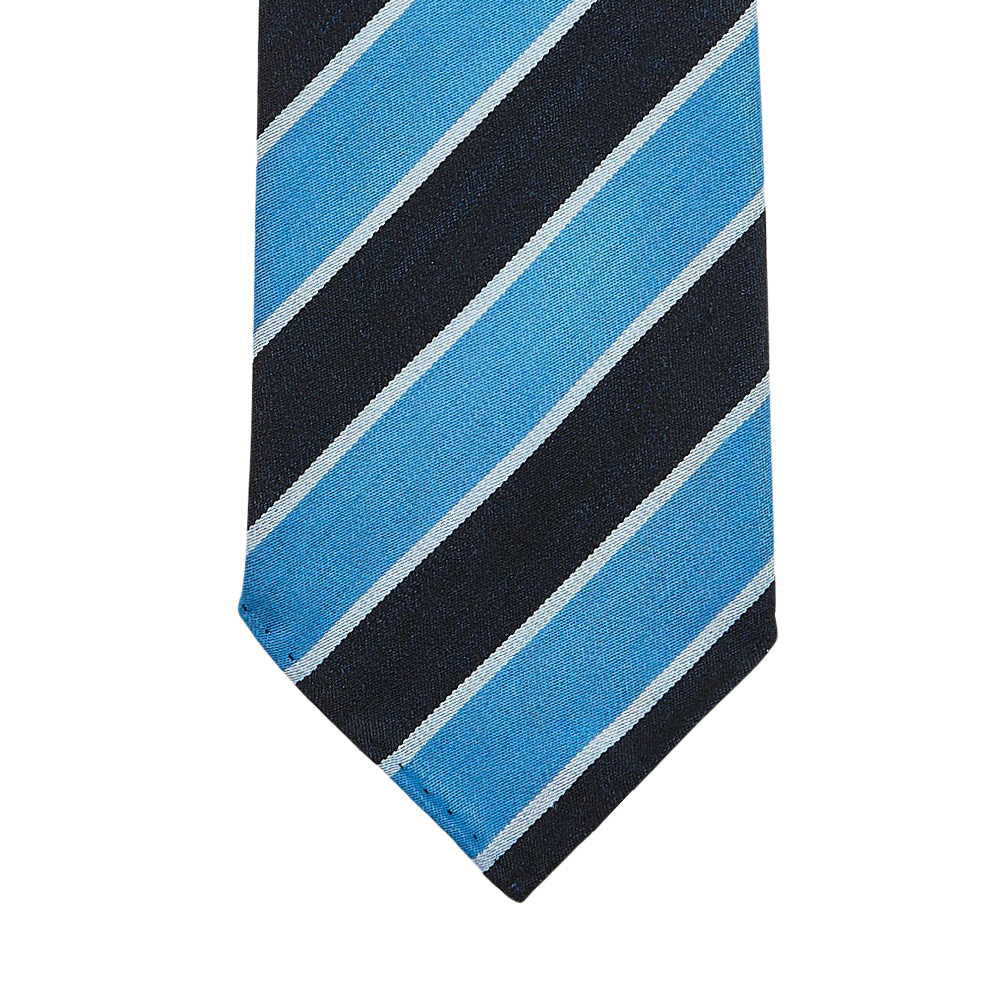 Dreaming Of Monday Light Blue Regimental 7-Fold Wool Tie Tip