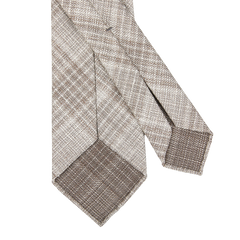 Dreaming of Monday Beige Checked 7-Fold Wool Silk Linen Tie Back