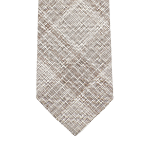 Dreaming of Monday Beige Checked 7-Fold Wool Silk Linen Tie Feature