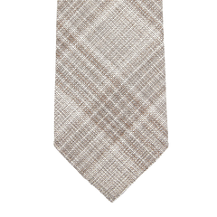 Dreaming of Monday Beige Checked 7-Fold Wool Silk Linen Tie Feature