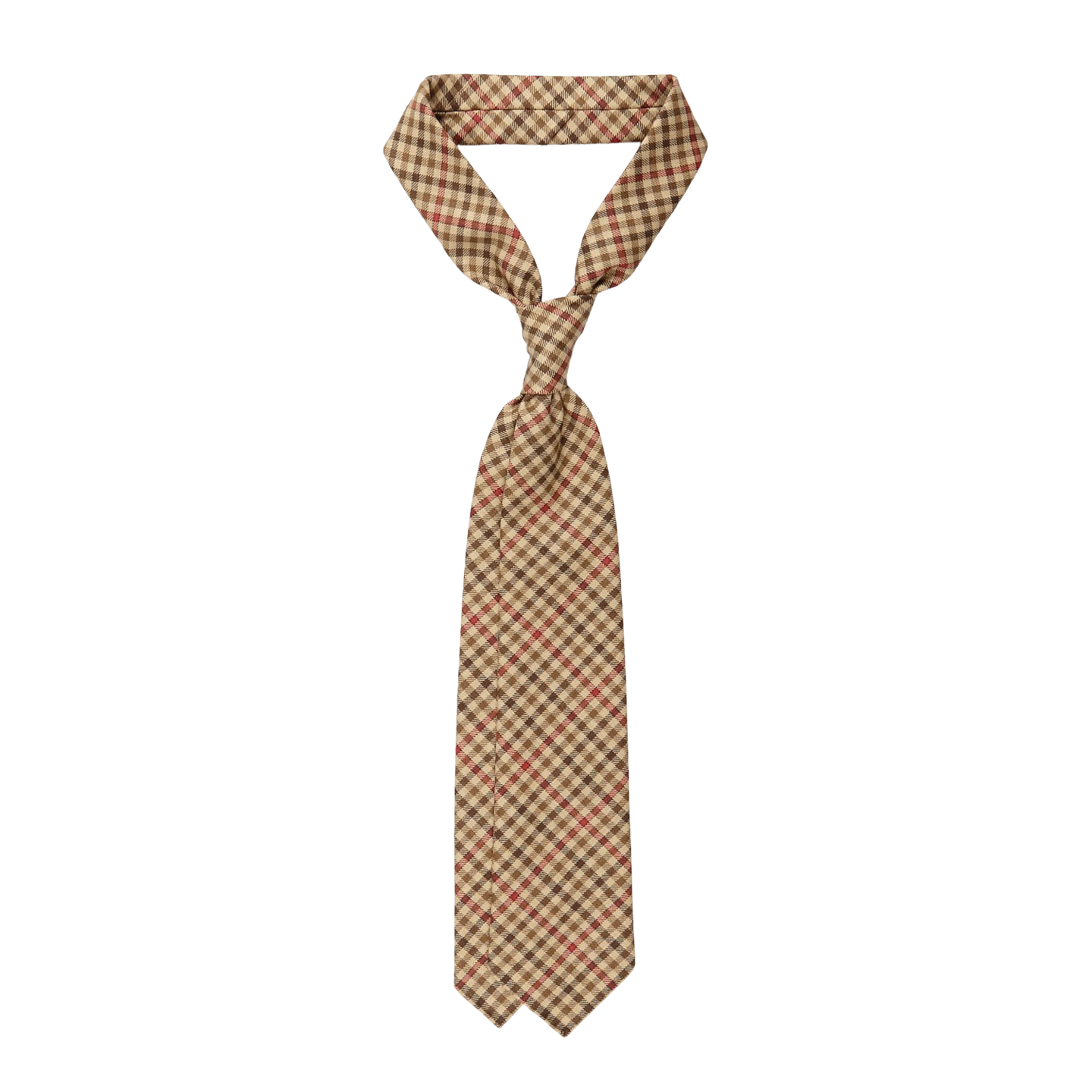 Dreaming of Monday Beige Guarded Gunclub Checked 7-Fold Wool Tie Feature