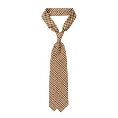 Dreaming of Monday Beige Guarded Gunclub Checked 7-Fold Wool Tie Feature