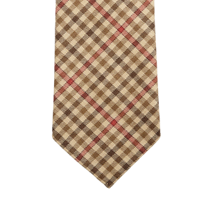 Dreaming of Monday Beige Guarded Gunclub Checked 7-Fold Wool Tie Tip