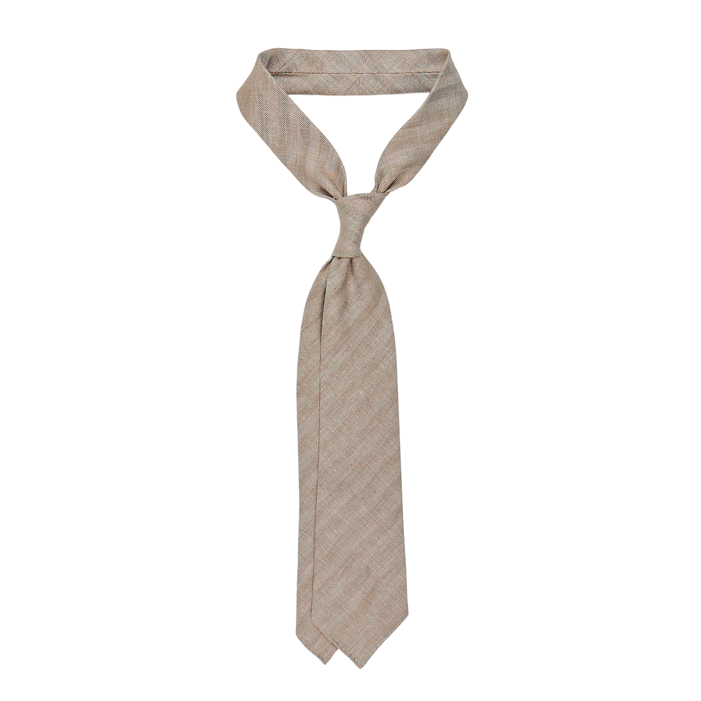 Dreaming of Monday Beige Herringbone 7-Fold Irish Linen Tie Feature