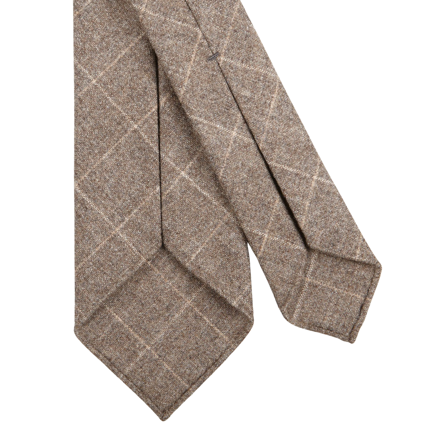 Dreaming of Monday Beige Windowpane 7-Fold Vintage Wool Flannel Tie Back