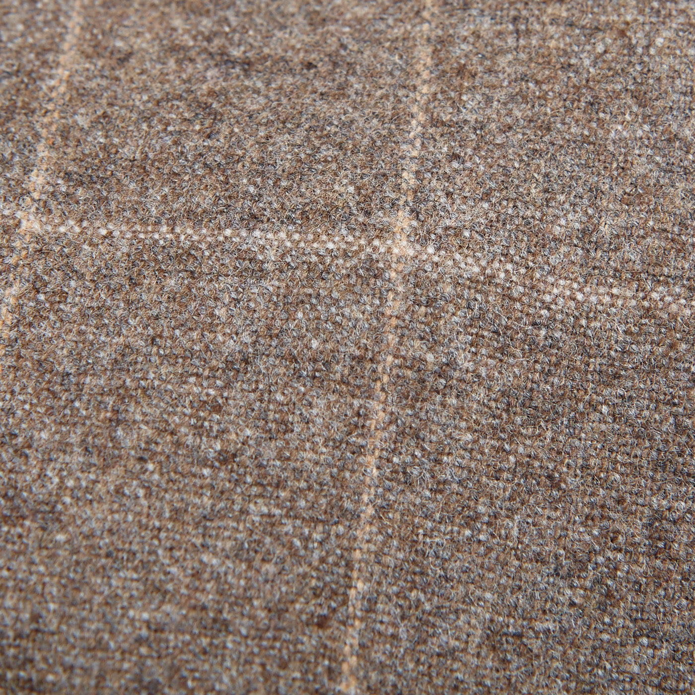 Dreaming of Monday Beige Windowpane 7-Fold Vintage Wool Flannel Tie Fabric