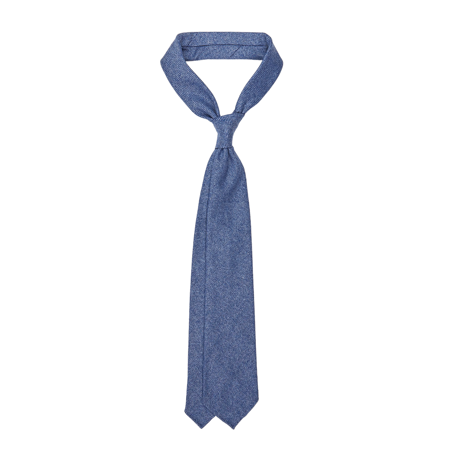 Dreaming of Monday Blue Herringbone 7-Fold Cashmere Tie Feature