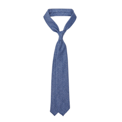 Dreaming of Monday Blue Herringbone 7-Fold Cashmere Tie Feature