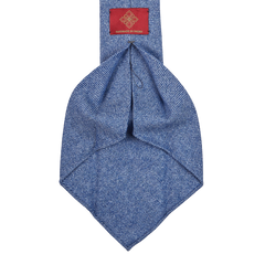 Dreaming of Monday Blue Herringbone 7-Fold Cashmere Tie Open