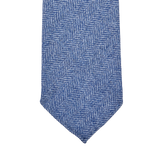 Dreaming of Monday Blue Herringbone 7-Fold Cashmere Tie Tip