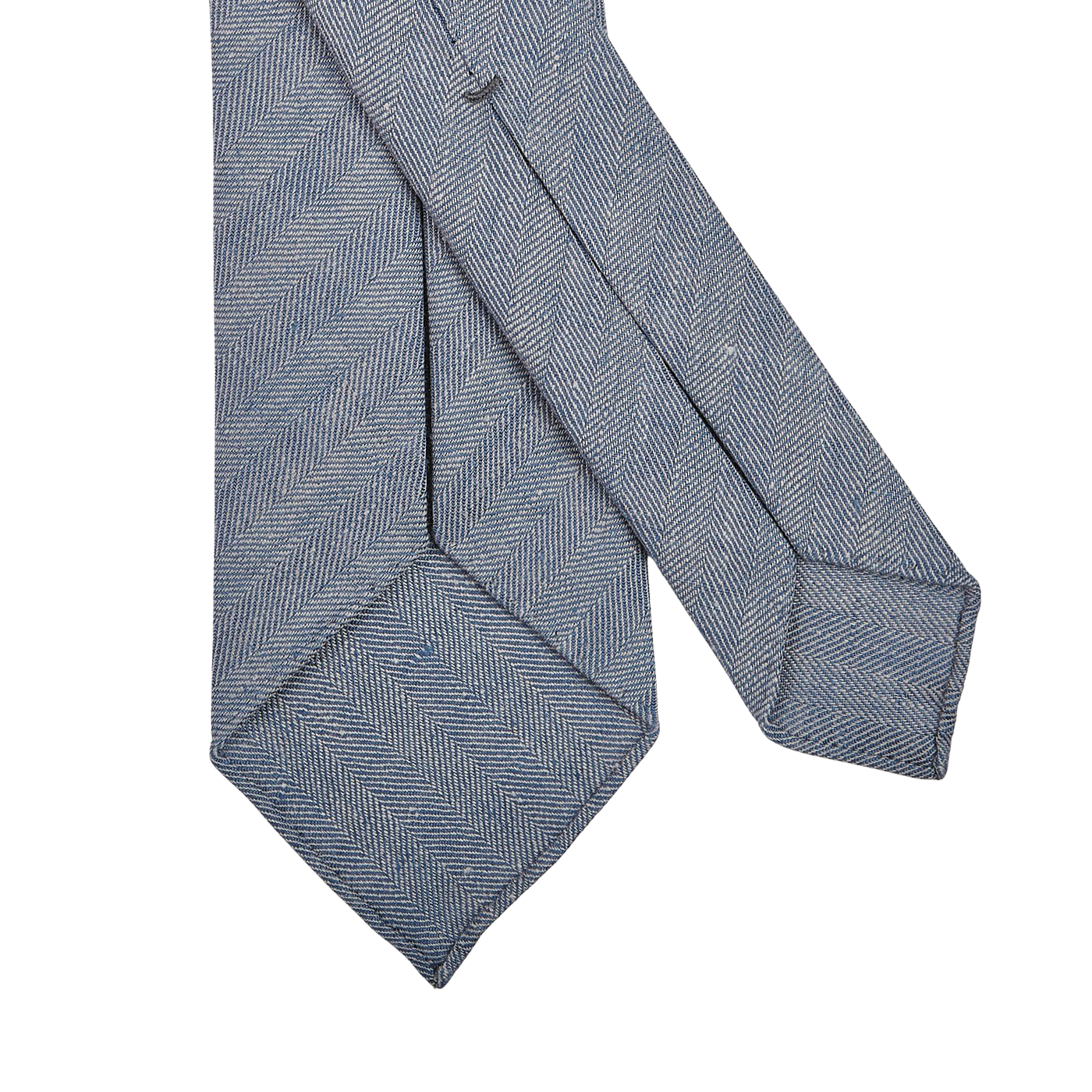 Dreaming of Monday Blue Herringbone 7-Fold Irish Linen Tie Back
