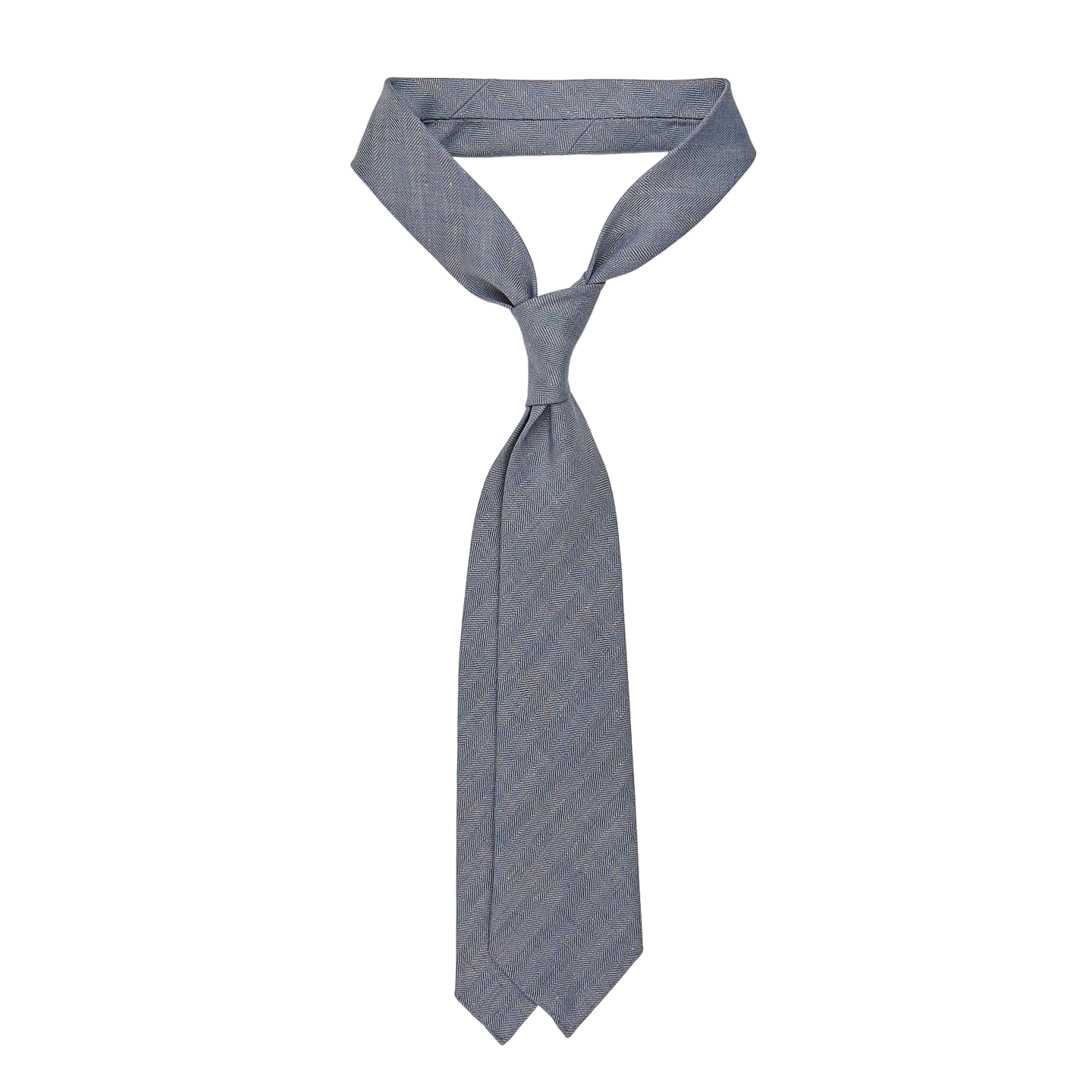 Dreaming of Monday Blue Herringbone 7-Fold Irish Linen Tie Feature