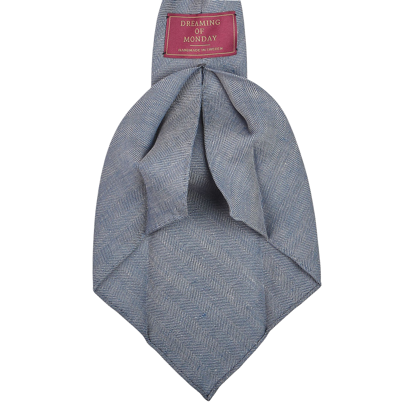 Dreaming of Monday Blue Herringbone 7-Fold Irish Linen Tie Open